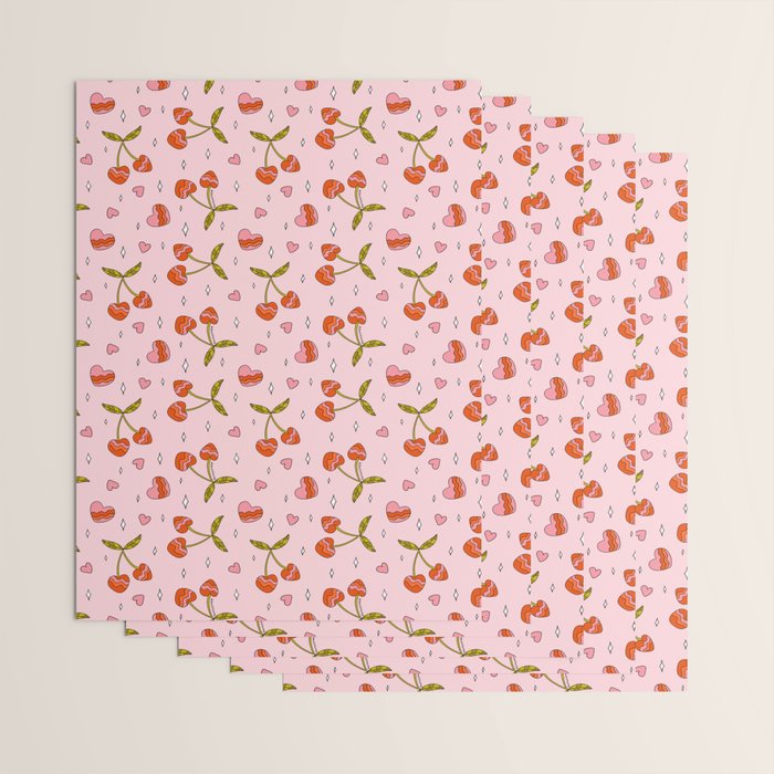Vintage Cherry Print Wrapping Paper Gallery Image 3