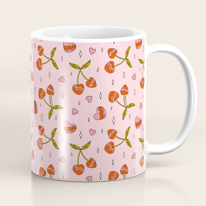 Vintage Cherry Print Coffee Mug Gallery Image 1