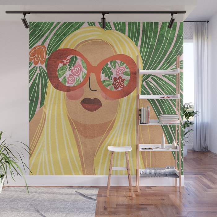 Floral Glasses Wall Mural Gallery Image 1