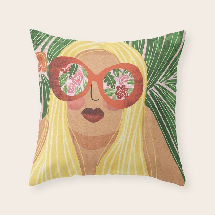 Floral Glasses Throw Pillow Gallery Image 6