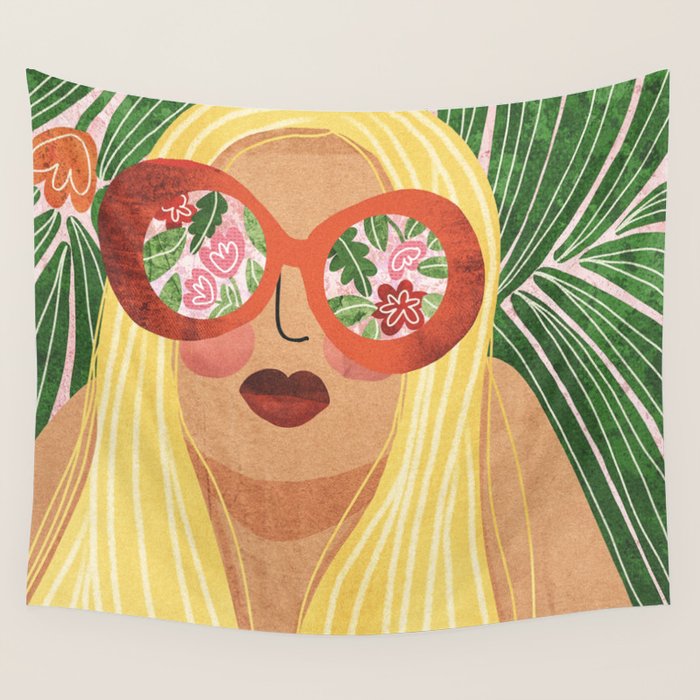 Floral Glasses Wall Tapestry Gallery Image 1