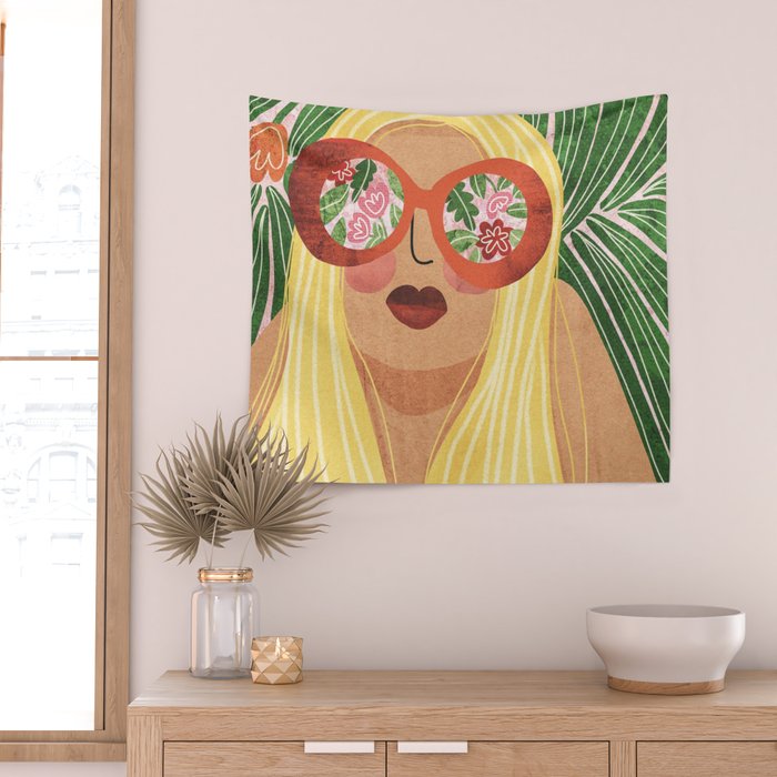 Floral Glasses Wall Tapestry Gallery Image 2