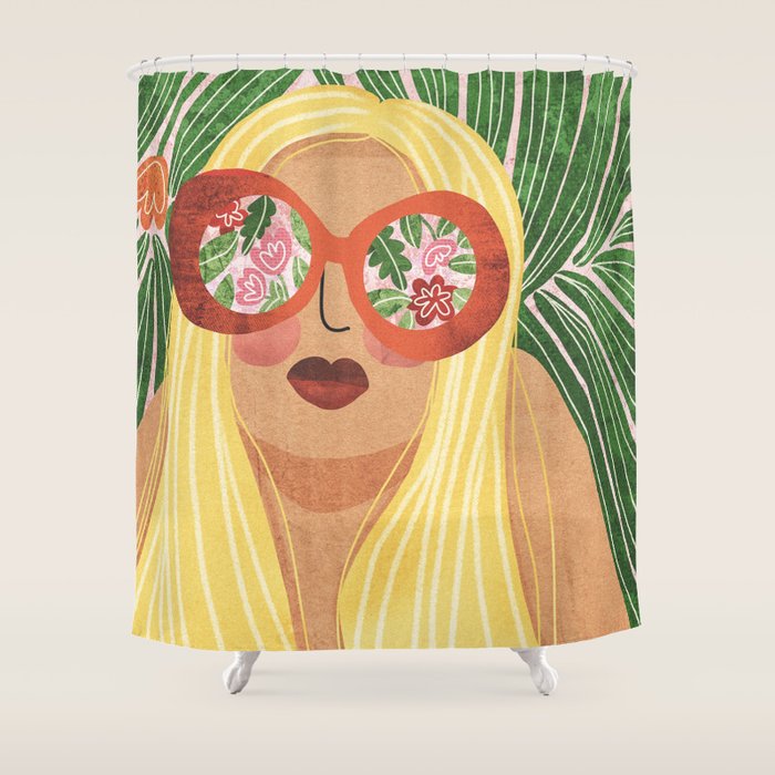 Floral Glasses Shower Curtain Gallery Image 1