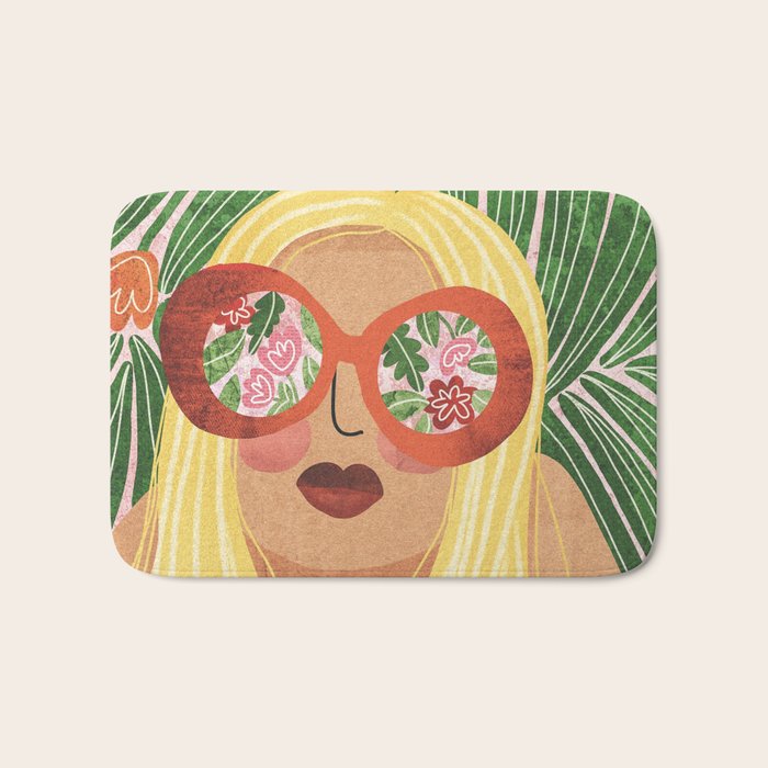Floral Glasses Bath Mat Gallery Image 1