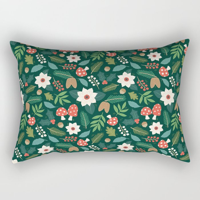 Woodland Holiday Botanicals Rectangular Pillow Gallery Image 2