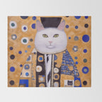 Klimt Cat with Green Eyes as Chinese Emperor Throw Blanket Gallery Image 2