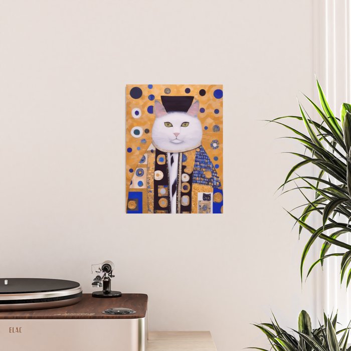 Klimt Cat with Green Eyes as Chinese Emperor Poster Gallery Image 2