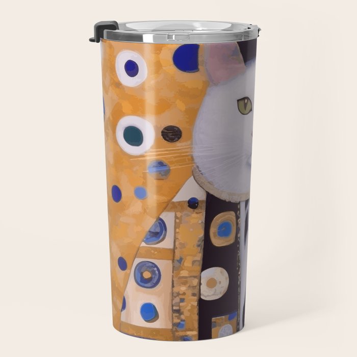 Klimt Cat with Green Eyes as Chinese Emperor Travel Mug Gallery Image 3