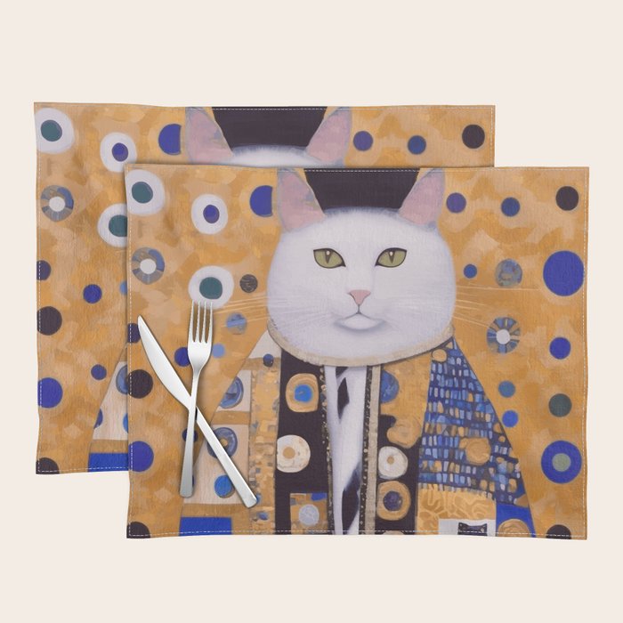 Klimt Cat with Green Eyes as Chinese Emperor Placemat Gallery Image 1