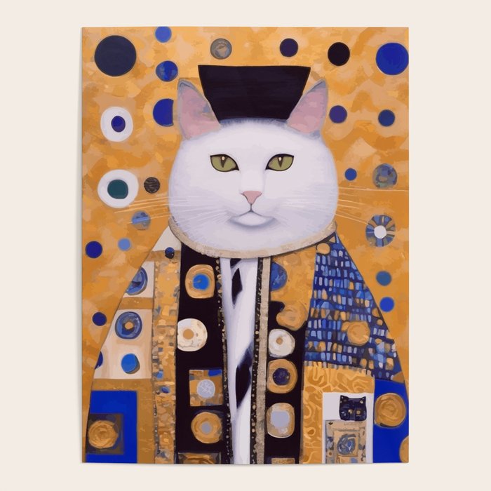 Klimt Cat with Green Eyes as Chinese Emperor Poster Gallery Image 1