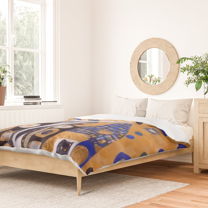 Klimt Cat with Green Eyes as Chinese Emperor Duvet Cover Gallery Image 2