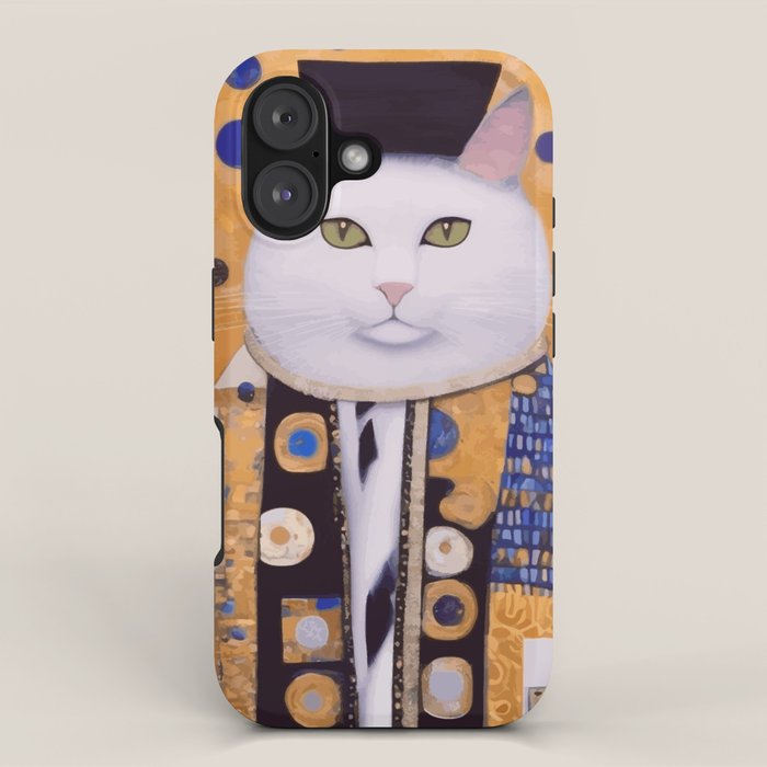 Klimt Cat with Green Eyes as Chinese Emperor iPhone Case Gallery Image 1