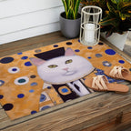 Klimt Cat with Green Eyes as Chinese Emperor Outdoor Rug Gallery Image 2