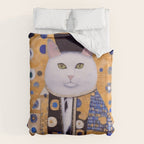 Klimt Cat with Green Eyes as Chinese Emperor Duvet Cover Gallery Image 6