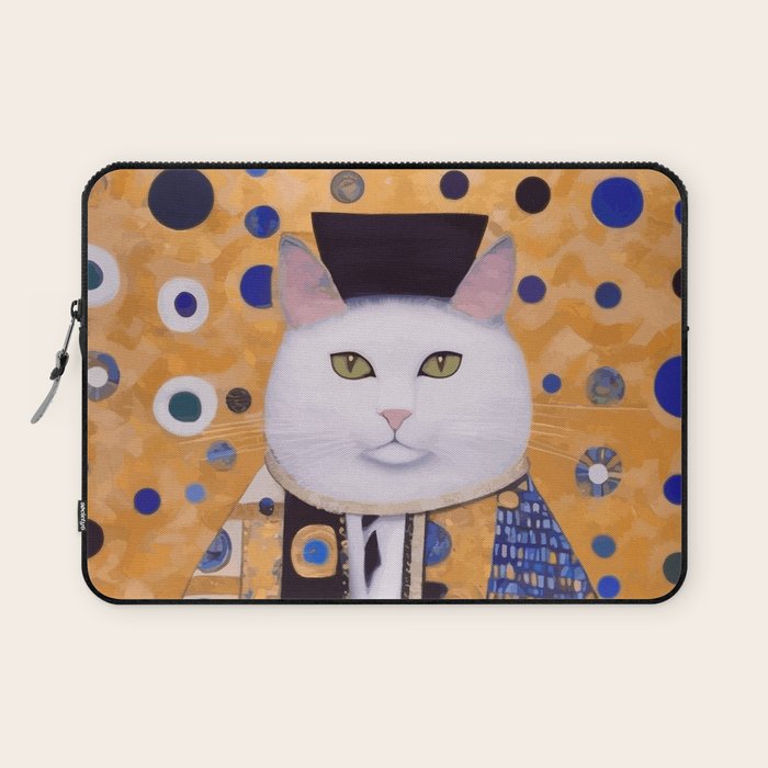 Klimt Cat with Green Eyes as Chinese Emperor Laptop Sleeve Gallery Image 1