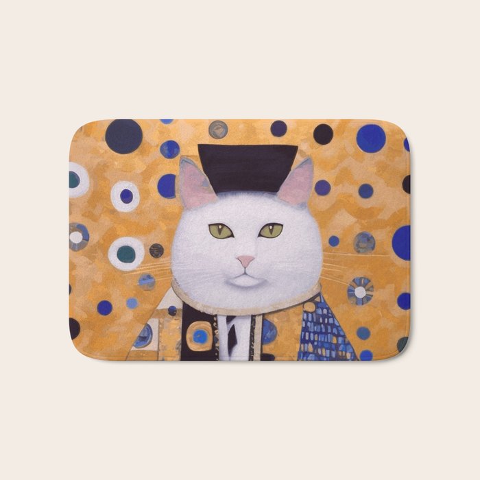 Klimt Cat with Green Eyes as Chinese Emperor Bath Mat Gallery Image 1