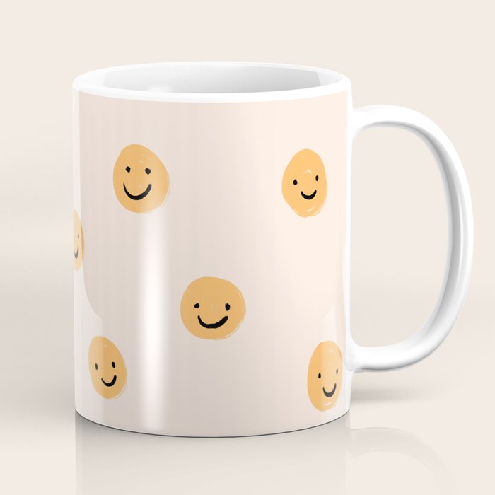 Yellow Smiley Face Pattern Coffee Mug Gallery Image 1