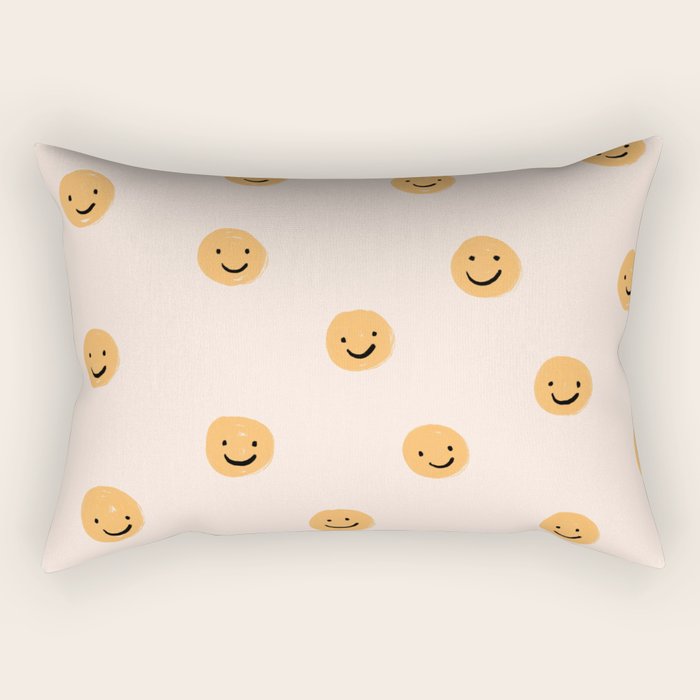 Yellow Smiley Face Pattern Rectangular Pillow Gallery Image 1