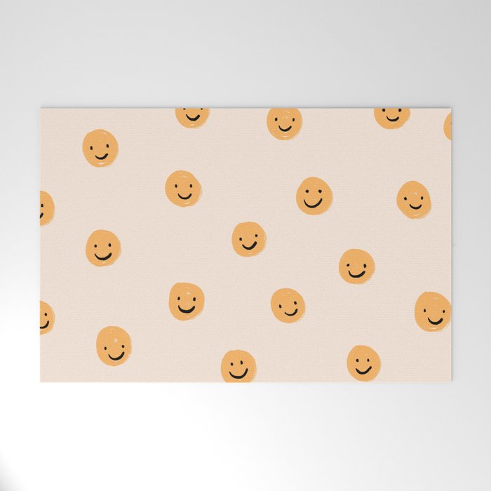 Yellow Smiley Face Pattern Welcome Mat Gallery Image 1