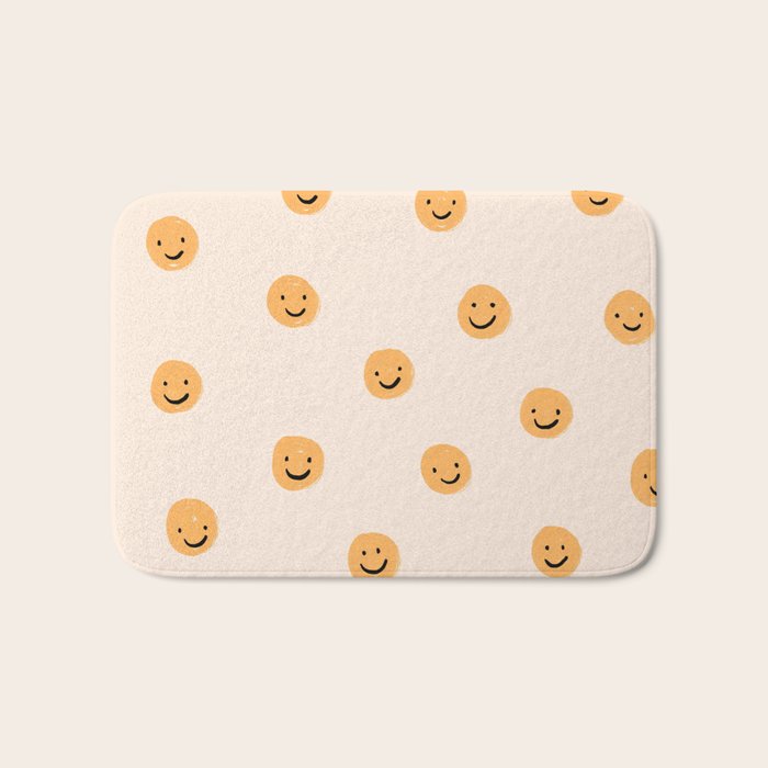 Yellow Smiley Face Pattern Bath Mat Gallery Image 1