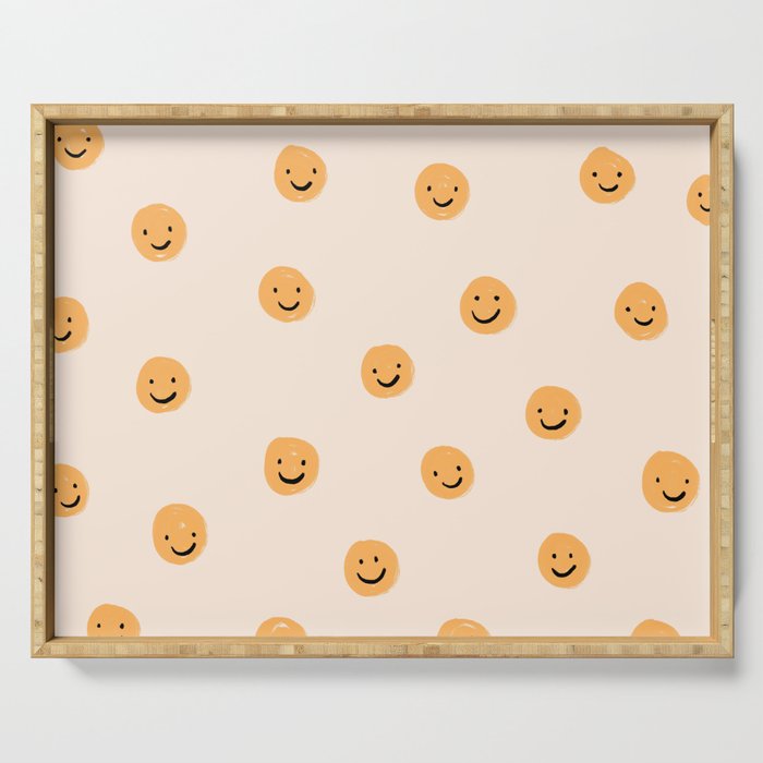 Yellow Smiley Face Pattern Serving Tray Gallery Image 1