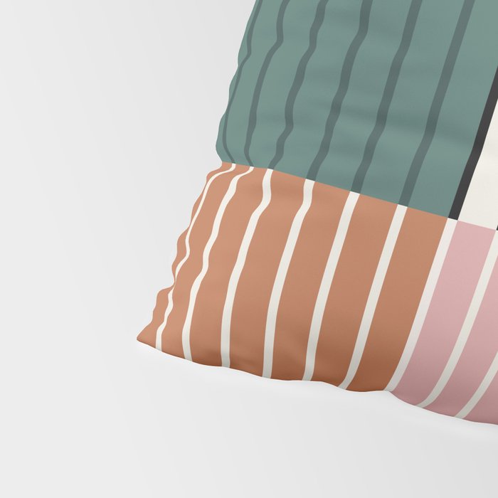 Color Block Line Abstract V Colorful Retro Pillow Sham Gallery Image 4