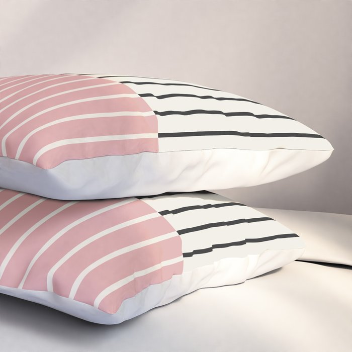 Color Block Line Abstract V Colorful Retro Pillow Sham Gallery Image 3