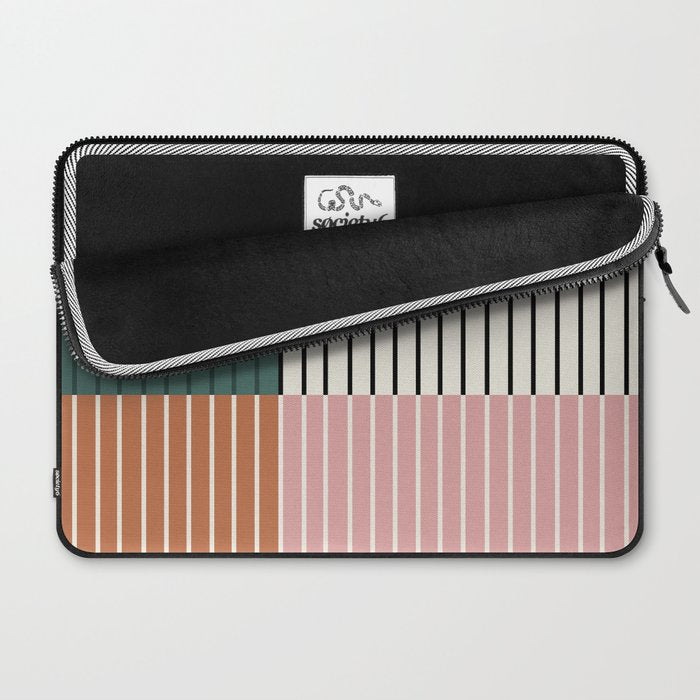 Color Block Line Abstract V Colorful Retro Laptop Sleeve Gallery Image 2