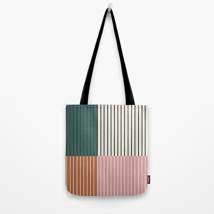 Color Block Line Abstract V Colorful Retro Tote Bag Gallery Image 2