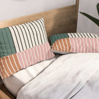 Color Block Line Abstract V Colorful Retro Pillow Sham Gallery Image 2