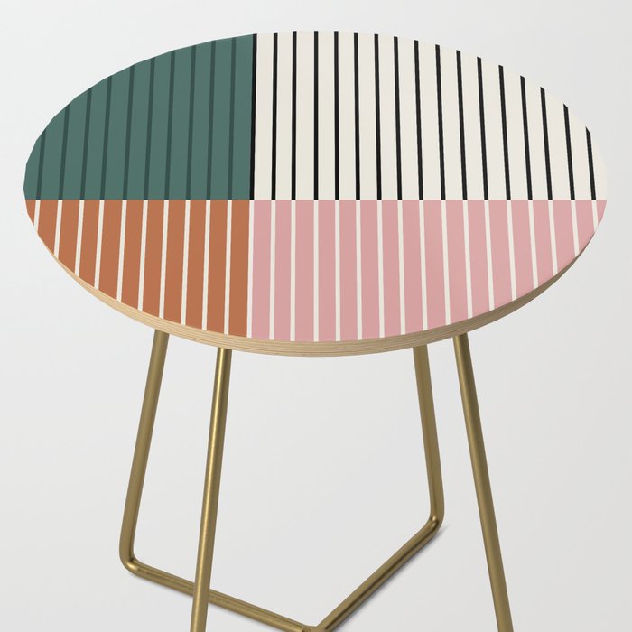 Color Block Line Abstract V Colorful Retro Side Table Gallery Image 2