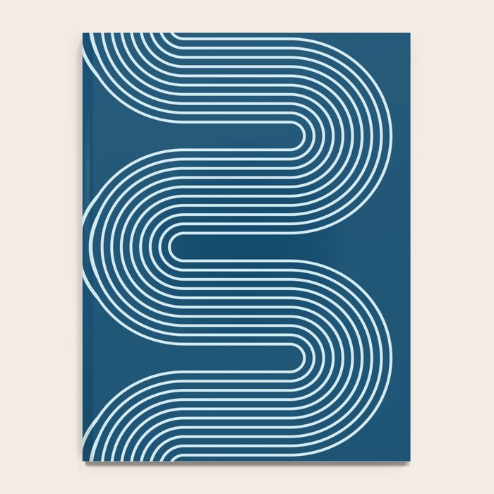 Mid Century Modern Geometric 101 in night Blue (Rainbow Abstract) Notebook Gallery Image 4