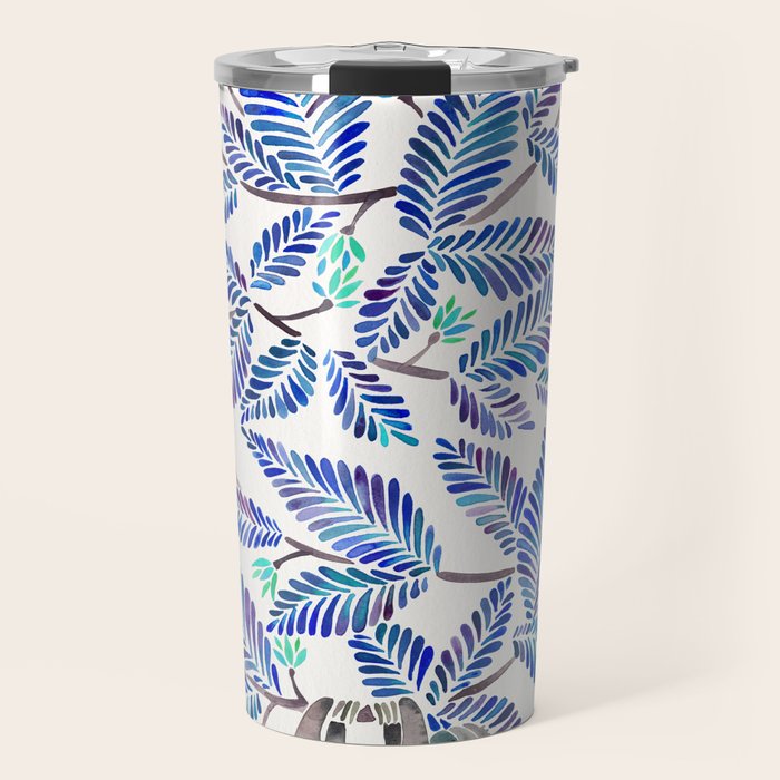 Happy Sloth - Tropical Blue Leaves Travel Mug Gallery Image 1