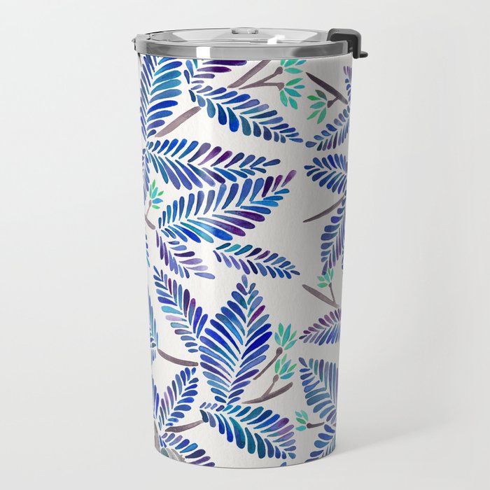 Happy Sloth - Tropical Blue Leaves Travel Mug Gallery Image 2