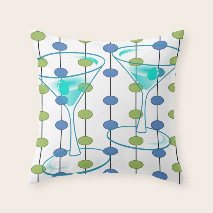 Mid-Century Modern Atomic Art Cocktails 1.0 Throw Pillow Gallery Image 6