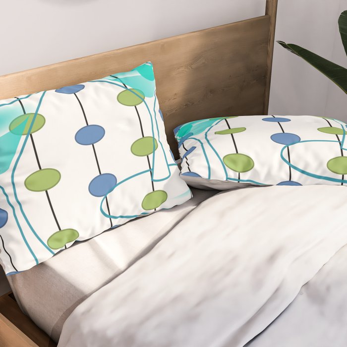 Mid-Century Modern Atomic Art Cocktails 1.0 Pillow Sham Gallery Image 2