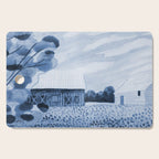 Rustic Country Barn Painting in Navy Blue Cutting Board Gallery Image 1