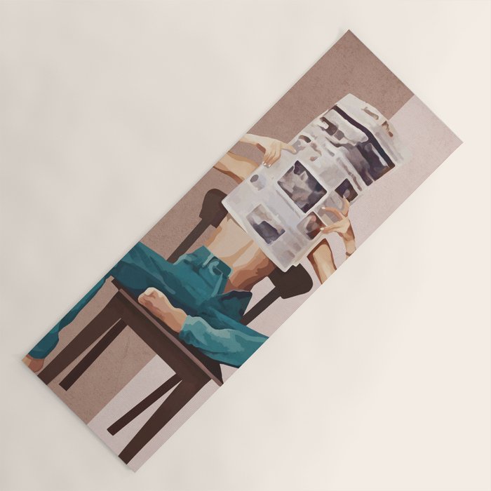 Woman Reading Newspaper Yoga Mat Gallery Image 1
