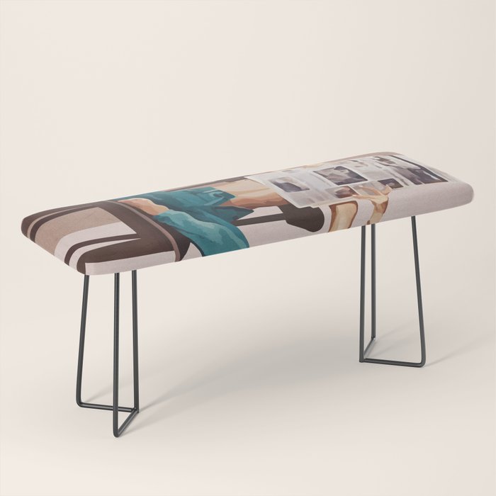 Woman Reading Newspaper Bench Gallery Image 1