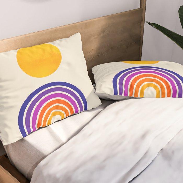 Rainbow Sun: Retro 80s Edition Pillow Sham Gallery Image 2