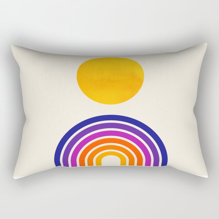 Rainbow Sun: Retro 80s Edition Rectangular Pillow Gallery Image 1