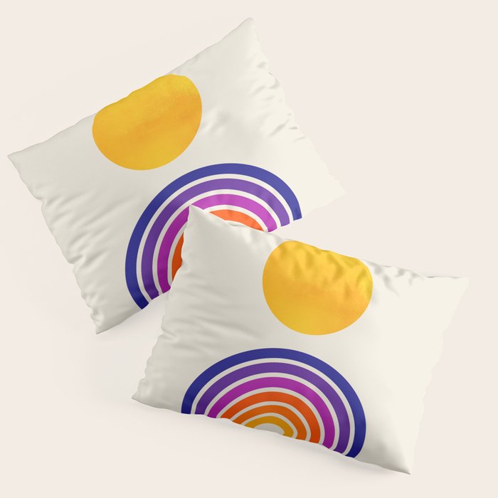 Rainbow Sun: Retro 80s Edition Pillow Sham Gallery Image 1