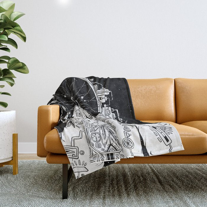 The Dreamer (B/W) Throw Blanket Gallery Image 1