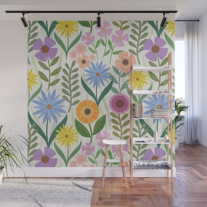 Wildflower Garden - Light Wall Mural Gallery Image 1