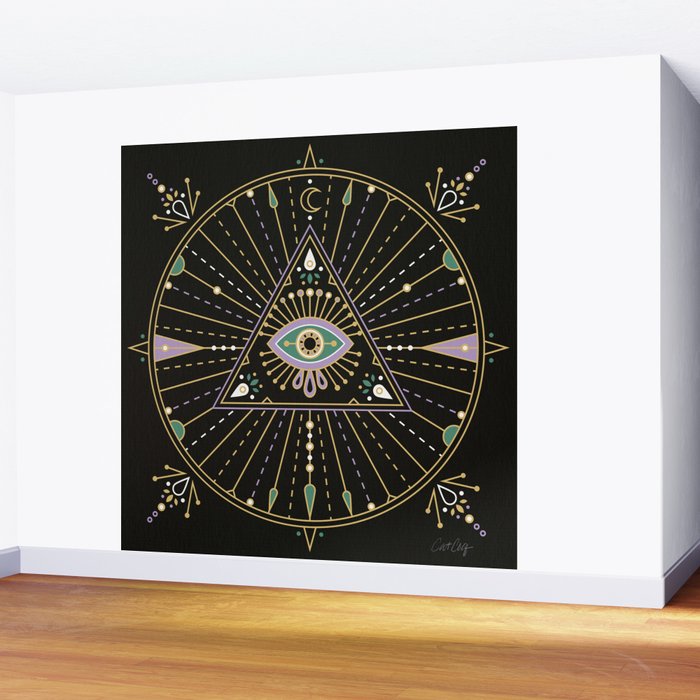 Evil Eye Mandala - Black Wall Mural Gallery Image 2