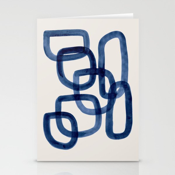 EnShape by Ejaaz Haniff 'Navy Nesting Ovals' Mid Century Modern Minimal Minimalist Watercolor Abstract Funky Fun Style Stationery Card Gallery Image 1