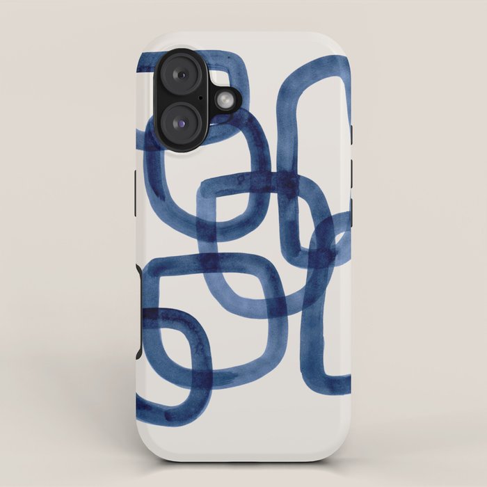 EnShape by Ejaaz Haniff 'Navy Nesting Ovals' Mid Century Modern Minimal Minimalist Watercolor Abstract Funky Fun Style iPhone Case Gallery Image 1