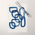 EnShape by Ejaaz Haniff 'Navy Nesting Ovals' Mid Century Modern Minimal Minimalist Watercolor Abstract Funky Fun Style Wrapping Paper Gallery Image 1