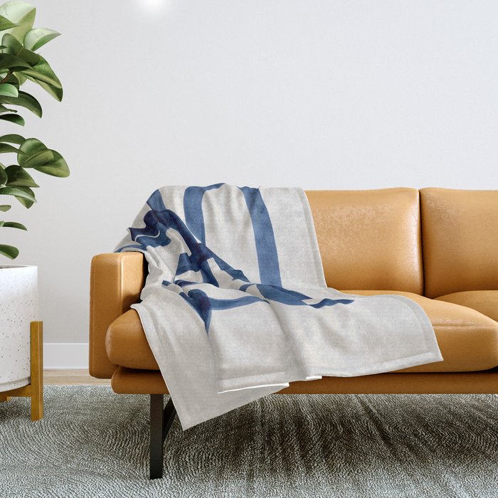 EnShape by Ejaaz Haniff 'Navy Nesting Ovals' Mid Century Modern Minimal Minimalist Watercolor Abstract Funky Fun Style Throw Blanket Gallery Image 1