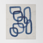 EnShape by Ejaaz Haniff 'Navy Nesting Ovals' Mid Century Modern Minimal Minimalist Watercolor Abstract Funky Fun Style Throw Blanket Gallery Image 2